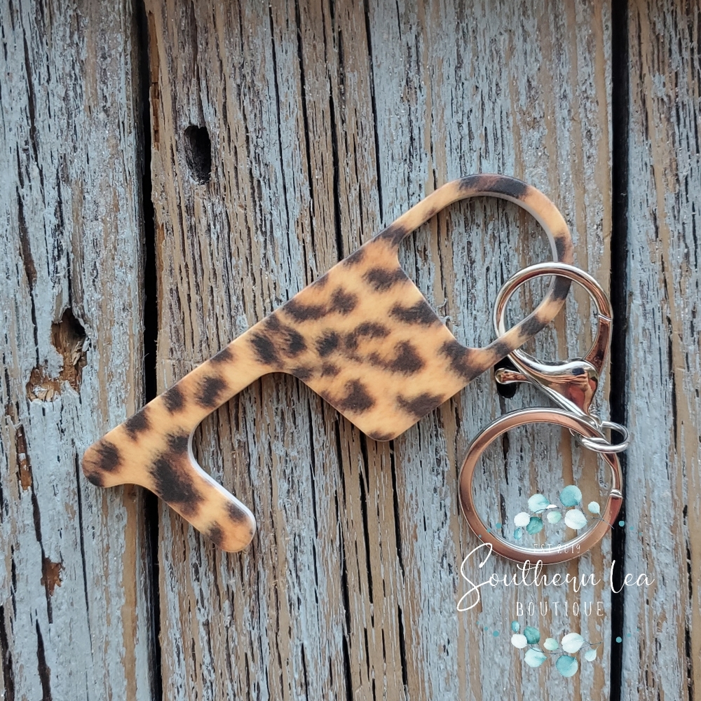 Touchless Key Door Opener - Faux Leopard